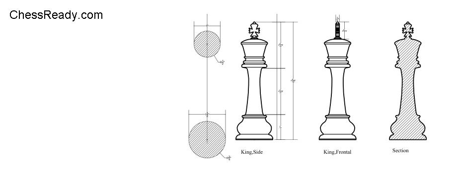 Chess piece king inches dimension