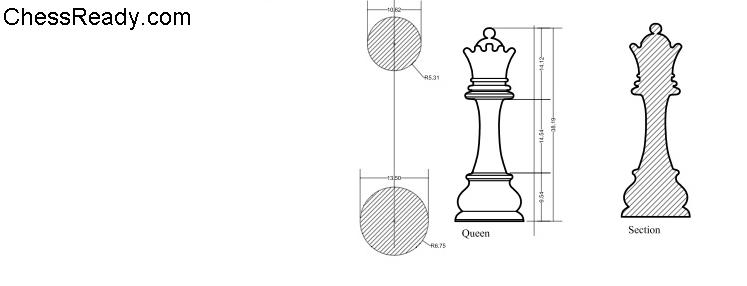 chess queen piece inches dimensions